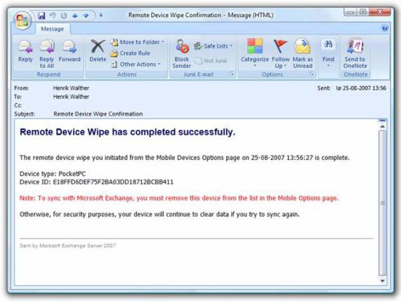 Discover advanced features of Exchange ActiveSync in Exchange Server 2007 SP1 Picture 10