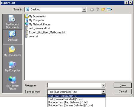 Discover the new Export List feature of Exchange Server 2007 Service Pack 1 Picture 3