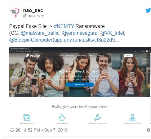 Discovered that a fake PayPal website is spreading Nemty Ransomware Picture 3