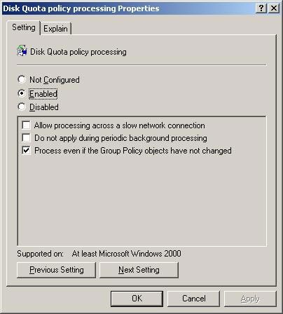 Disk Quotas configuration in Windows 2003 Picture 2