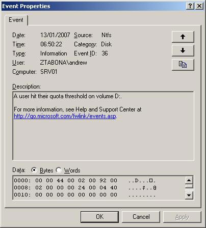 Disk Quotas configuration in Windows 2003 Picture 4