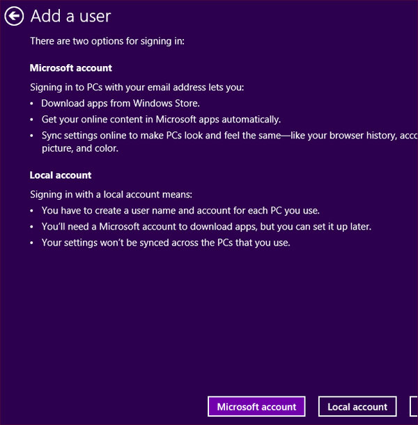 Distinguish local accounts and Microsoft accounts on Windows 8 Picture 7