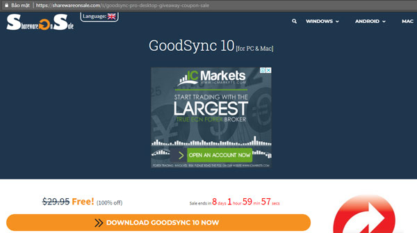 Download the free GoodSync 10 computer data backup tool for $ 29.95, which is free Picture 1