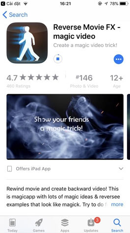 Download the reverse video creation application, Reverse Movie FX is free on the AppStore Picture 3