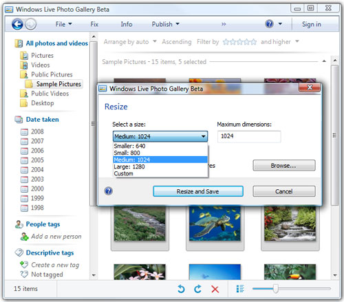 Easily edit image sizes in Vista and XP