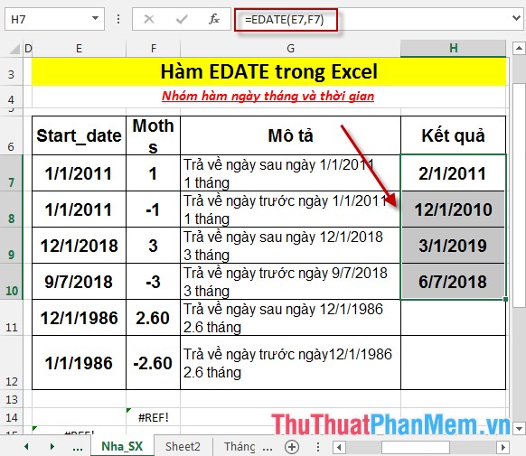 EDATE function - Add and subtract months to a specified date in Excel Picture 5