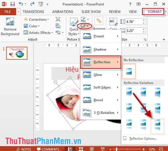 Edit, create effects for images in PowerPoint Picture 11