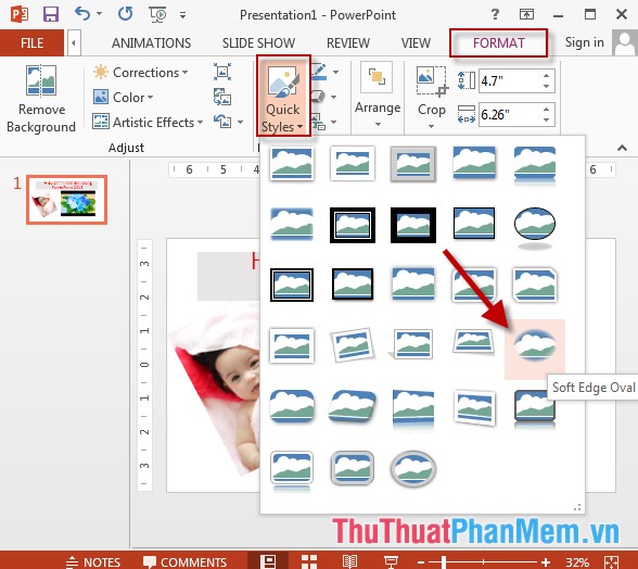 Edit, create effects for images in PowerPoint Picture 8