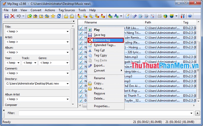 Edit music file information, add Album ... with Mp3Tag Picture 5