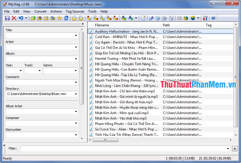 Edit music file information, add Album ... with Mp3Tag Picture 6