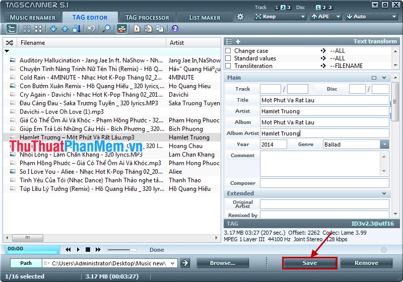 Edit music file information with TagScanner Picture 7