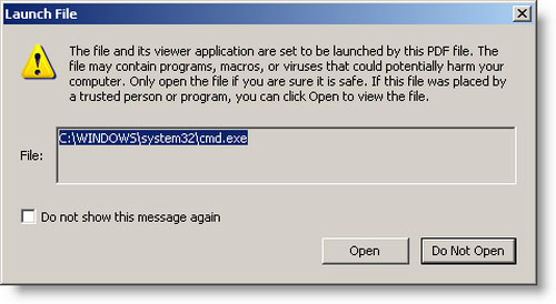 Embed malicious code into PDF file without security error Picture 2