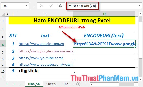 ENCODEURL function - The function returns a query string with URL code in Excel Picture 4