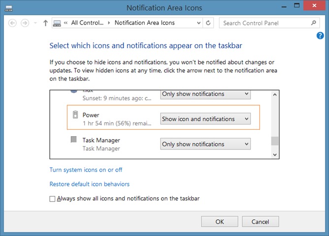 Error losing battery icon on Windows Taskbar 10/8/7 Picture 13