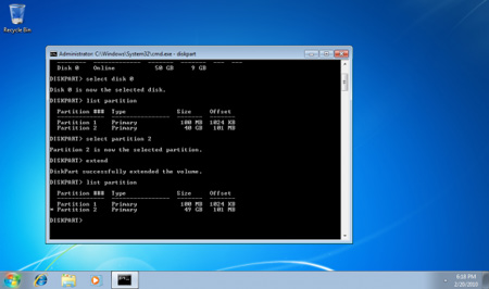 Expand the system partition in Windows 7 Picture 13