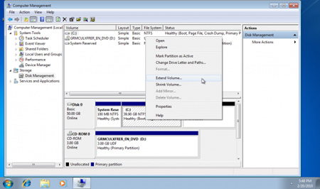 Expand the system partition in Windows 7 Picture 4