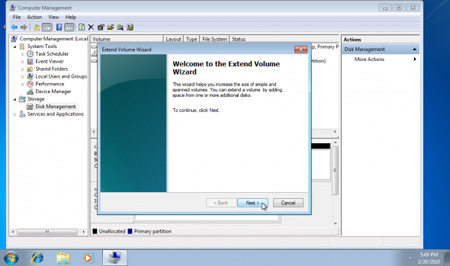 Expand the system partition in Windows 7 Picture 5