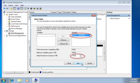 Expand the system partition in Windows 7 Picture 6