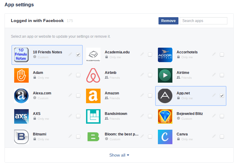 Facebook allows bulk deletion of applications from accounts Picture 1