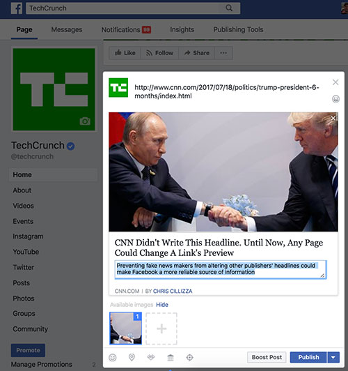 Facebook does not allow to edit titles and preview links to prevent fake information Picture 1