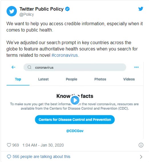 Facebook, Google, Twitter tightly control information related to Corona virus Picture 2