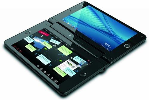 Fancy 2-screen laptop running Windows 7 from Toshiba Picture 2