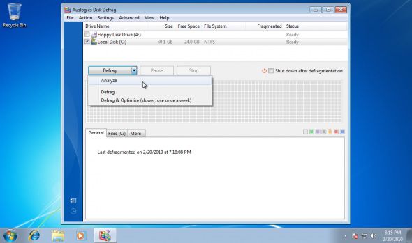 Fast disk defragmentation in Windows 7 Picture 12