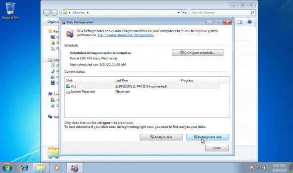 Fast disk defragmentation in Windows 7 Picture 5