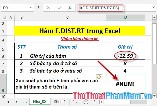 F.DIST.RT function - The function returns the right probability distribution F for 2 data sets in Excel Picture 5