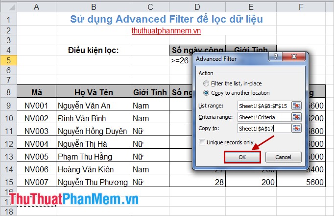 Filter data in Excel with Advanced Filter Picture 15