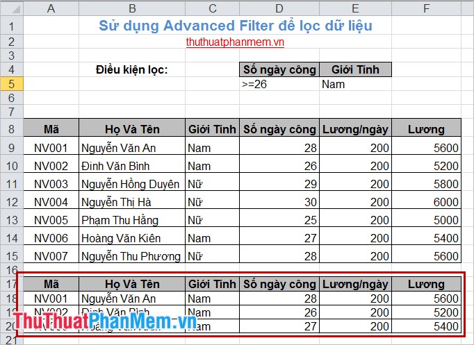 Filter data in Excel with Advanced Filter Picture 16