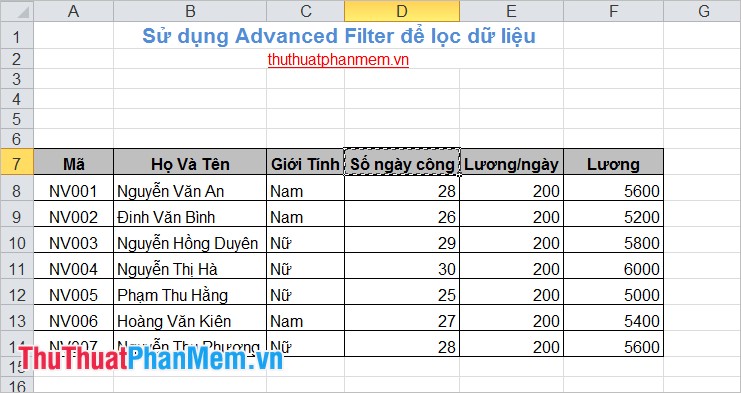 Filter data in Excel with Advanced Filter Picture 3
