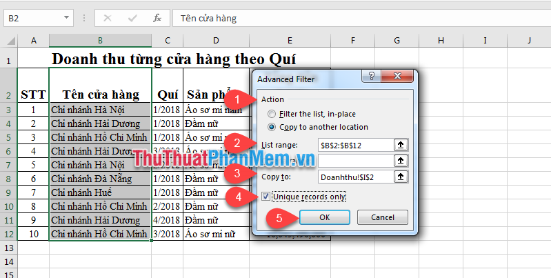 Filter data that doesn't overlap in Excel - Filter for unique values ​​in Excel Picture 4