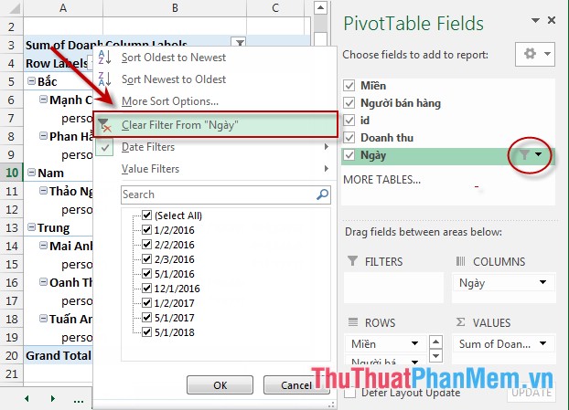 Filter PivotTable report data in Excel Picture 15