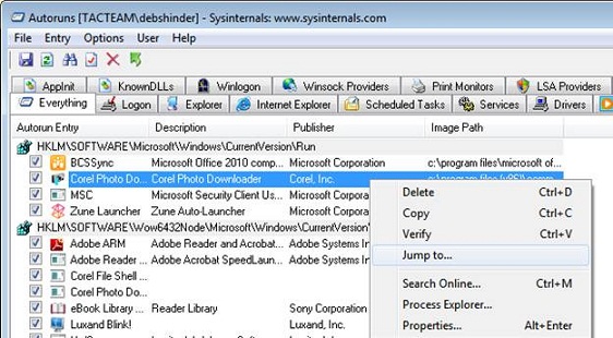 Find and remove Malware with Sysinternals Tools - Part 2: Autoruns Picture 2