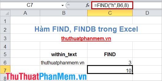 Find, FindB functions in Excel - The function finds a text string in another document in Excel Picture 4