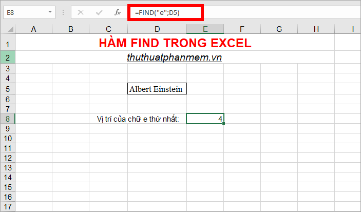 FIND function in Excel - Usage and examples Picture 2