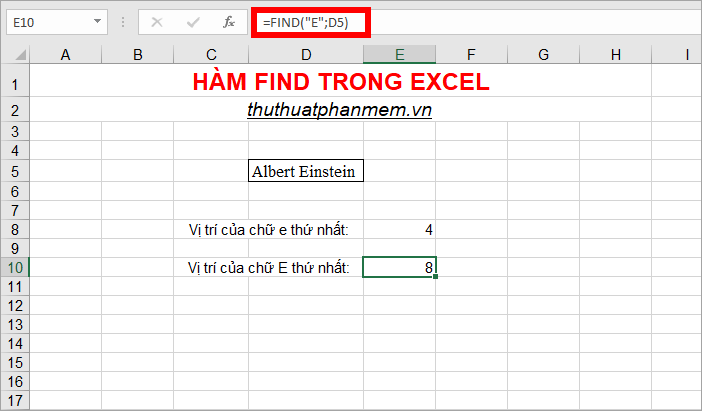 FIND function in Excel - Usage and examples Picture 3