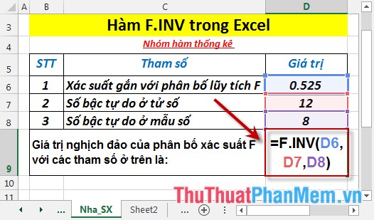 F.INV function - The function returns the inverse of the probability distribution F in Excel Picture 3