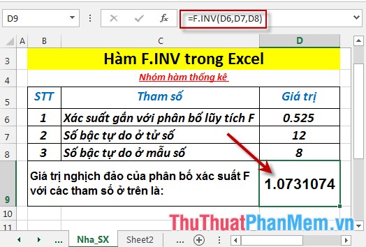 F.INV function - The function returns the inverse of the probability distribution F in Excel Picture 4