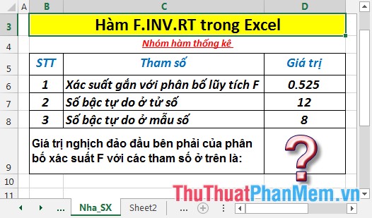 F.INV.RT function - The function returns the right-inverse head value of the probability distribution F in Excel Picture 2