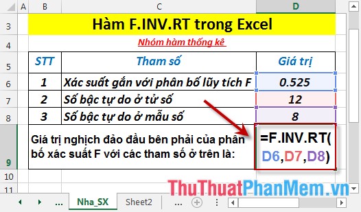 F.INV.RT function - The function returns the right-inverse head value of the probability distribution F in Excel Picture 3