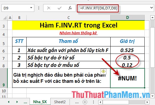 F.INV.RT function - The function returns the right-inverse head value of the probability distribution F in Excel Picture 6