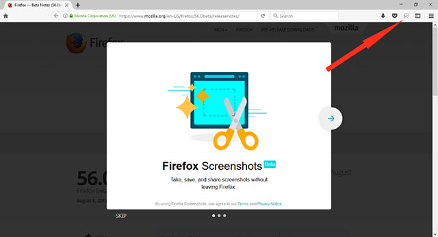 Firefox 56 released with a new screen capture, settings panel Picture 1