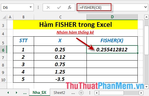 FISHER function - The function returns the Fissher transformation at x in Excel Picture 4