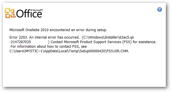 Fix Error 2203 when installing Office 2010 Picture 1