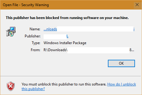 Fix error 'This Publisher has been Blocked from Running Software on your Machine' on Windows 10 Picture 1