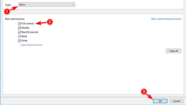 Fix error 'you need permission to perform this action' in Windows 10, 8.1 and 7 Picture 8