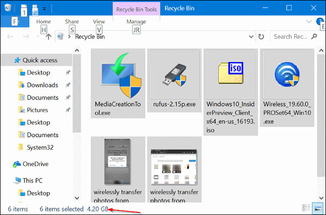 Fix 'These Items Are Too Big To Recycle' error on Windows 10 Picture 2