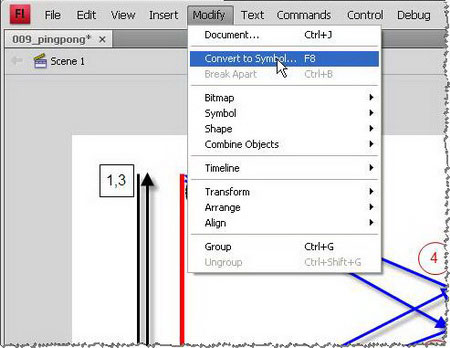 Flash CS4: Create a simple table tennis game Picture 17